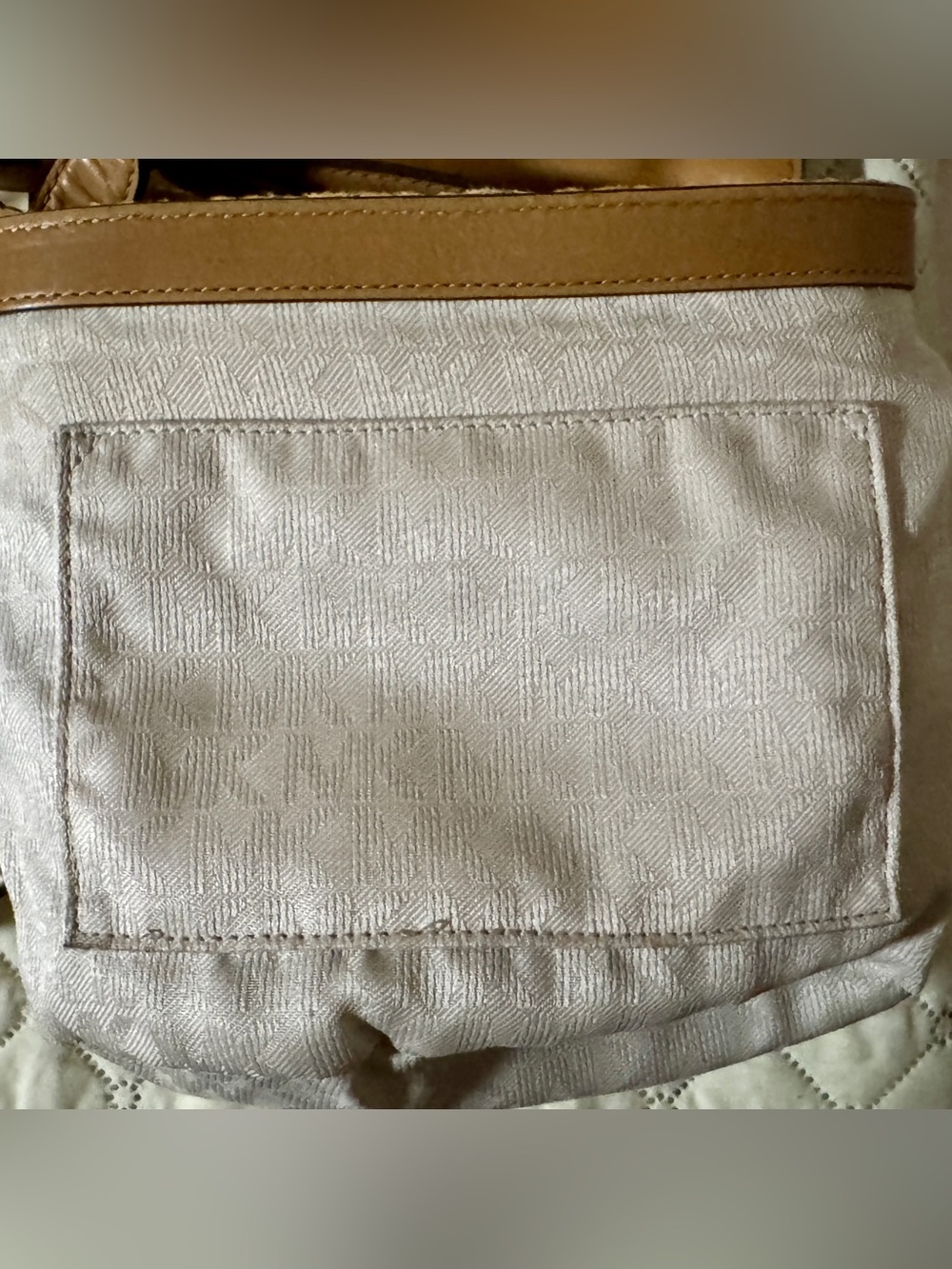 Authentic Michael Kors Tan Straw Crossbody Bag with Leather Trim L 9” x W 6” - Picture 6 of 8